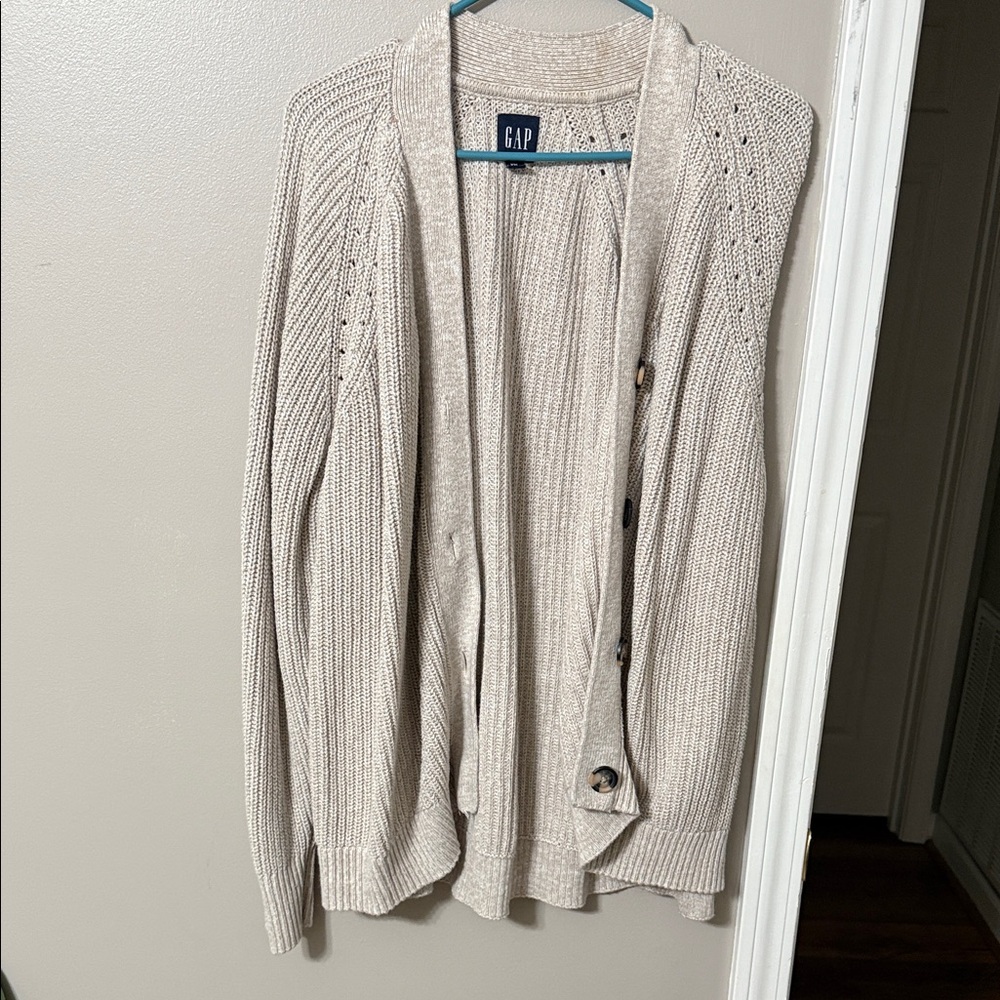GAP Beige Knit Cardigan with Button Accents